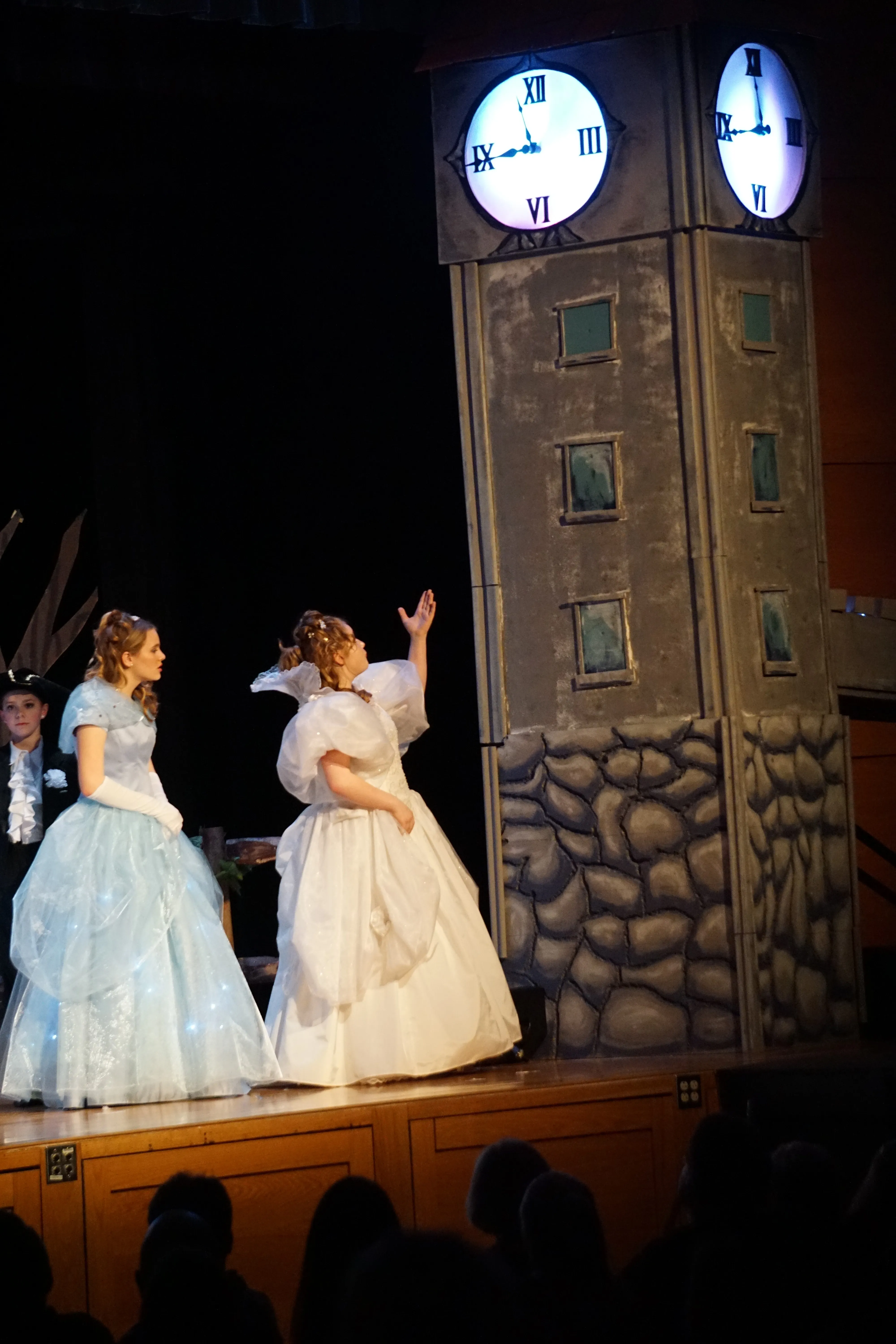 Cinderella and the Fairy Godmother — the clock showing nearly midnight